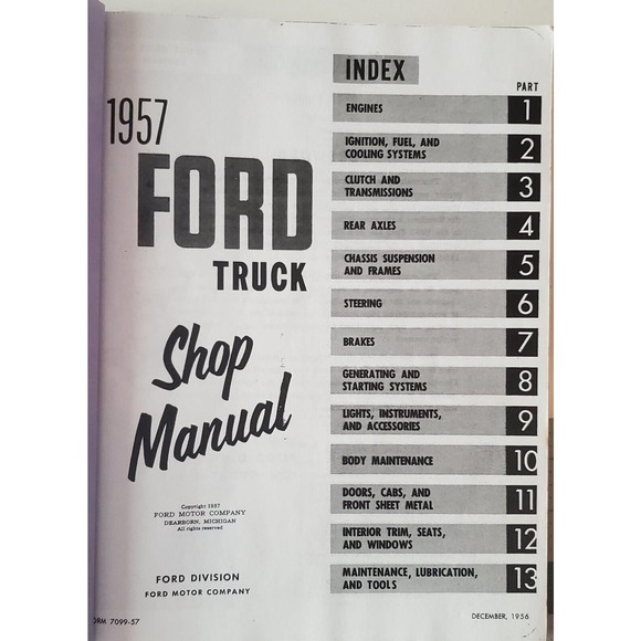 1957 Ford Truck Shop Manual December 1956 - Picture 2 of 5